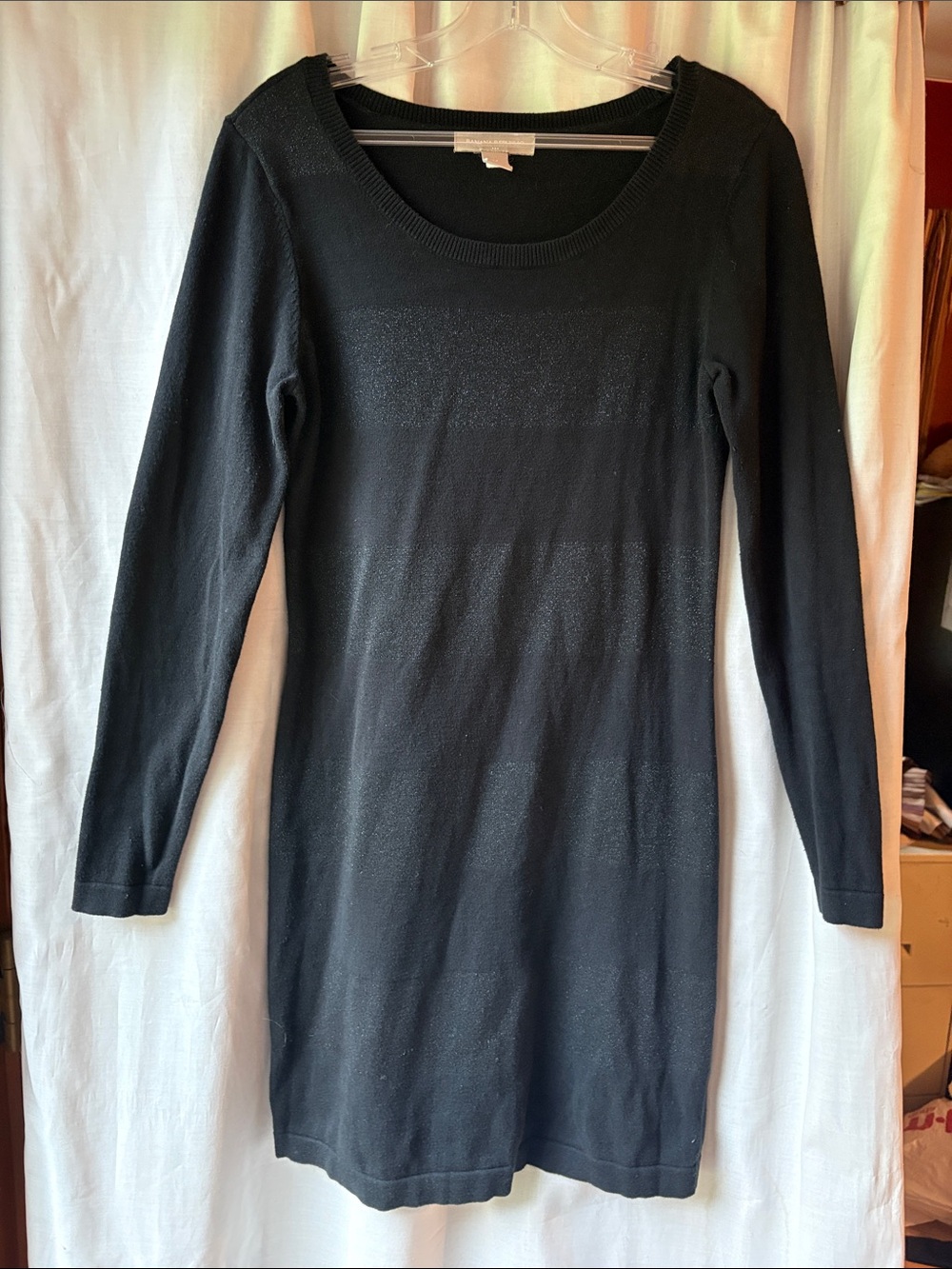 Banana Republic Black Long Sleeve Scoop-Neck Dress